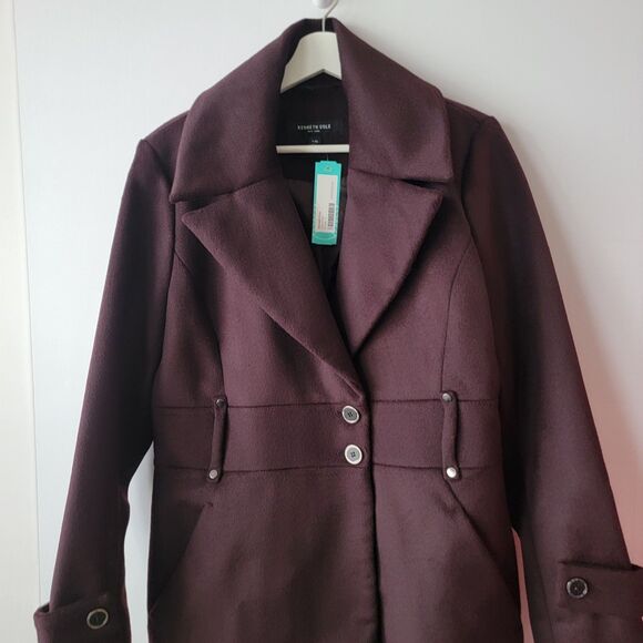 Kenneth Cole stitch fix Women's Wool Blend Trench Coat size L long purple - Picture 3 of 7